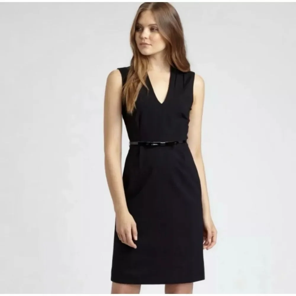 Kate Spade Womens ponte black‎ sleeveless dress belt size 6